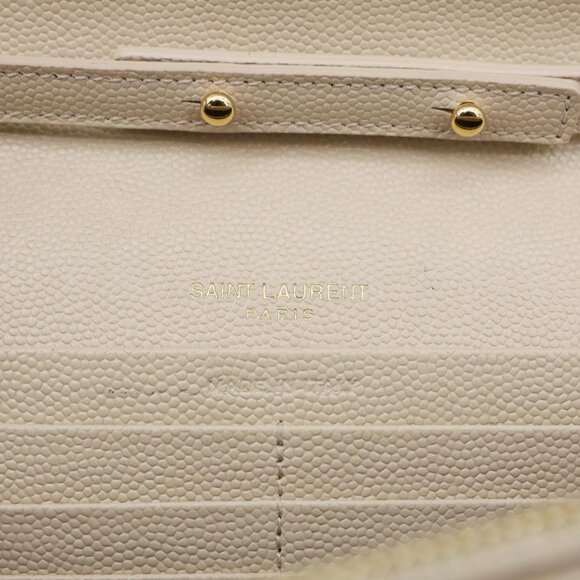 YVES SAINT LAURENT  Envelope Grain De Poudre Chevron Leather Wallet On Chain Bei - Picture 12 of 12